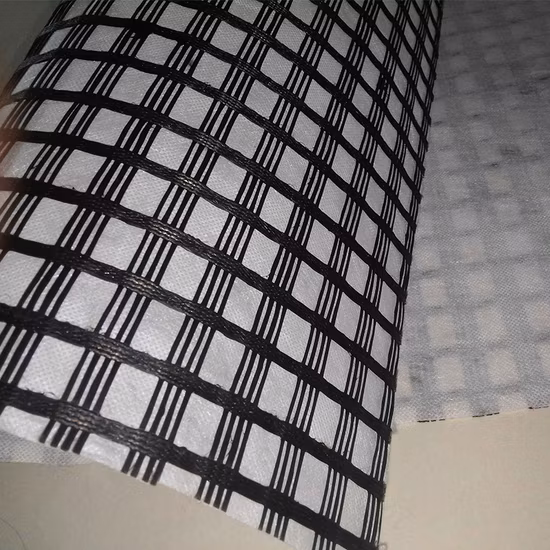 Warp-Knitting Biaxial Uniaxial Poliéster Reforzado Compuesto de Fibra de Vidrio Geomalla No Tejido para Superficie de Carretera de Concreto